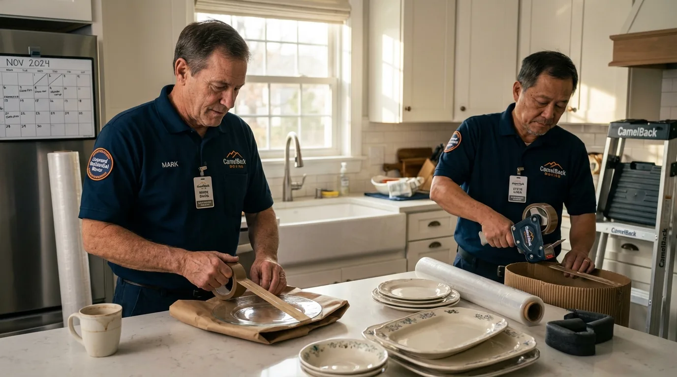 Professional crew packing kitchen dishware in Stratford, TX